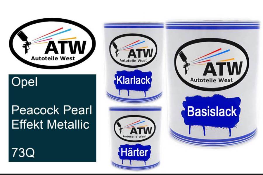 Opel, Peacock Pearl Effekt Metallic, 73Q: 1L Lackdose + 1L Klarlack + 500ml Härter - Set, von ATW Autoteile West.